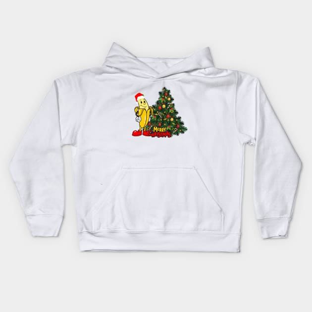 Funny Banana Merry Christmas Kids Hoodie by DMS DESIGN